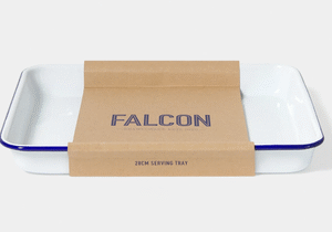 Rectangular 28cm Serving Tray - Blue rim
